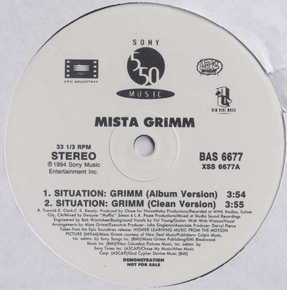 Mista Grimm : Situation Grimm (12", Single, Promo)