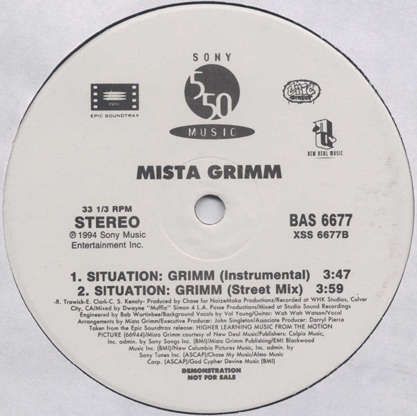 Mista Grimm : Situation Grimm (12", Single, Promo)