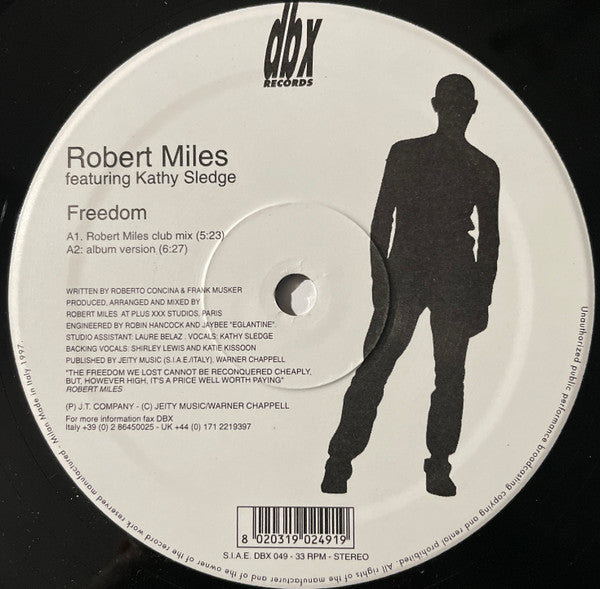 Robert Miles Featuring Kathy Sledge : Freedom (12")