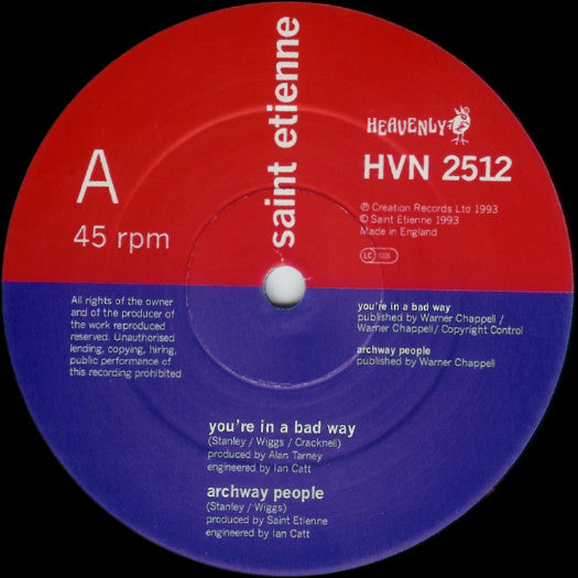 Saint Etienne : You're In A Bad Way (12", Single)