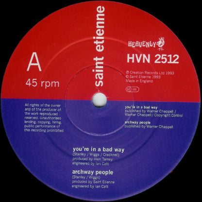Saint Etienne : You're In A Bad Way (12", Single)