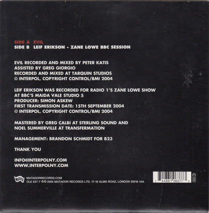 Interpol : Evil (7", Single)
