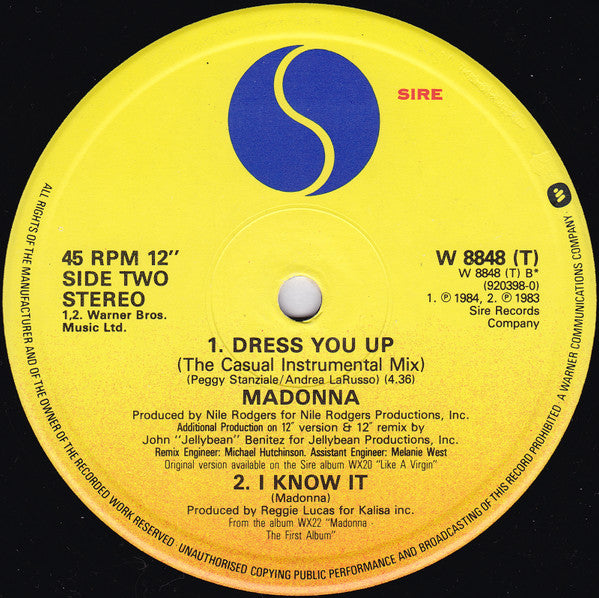 Madonna : Dress You Up (12", Single, Dam)