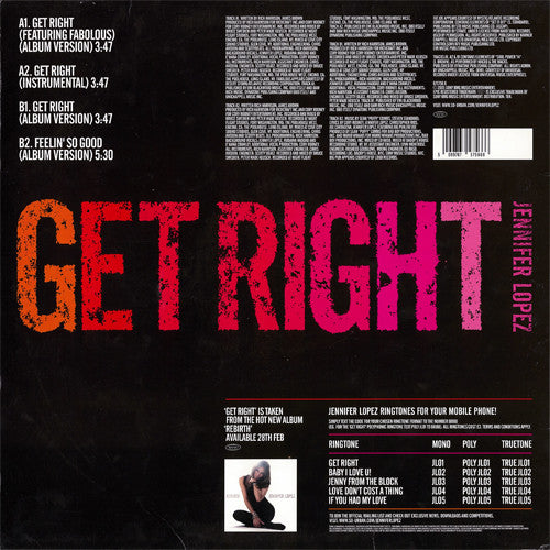 Jennifer Lopez : Get Right (12")