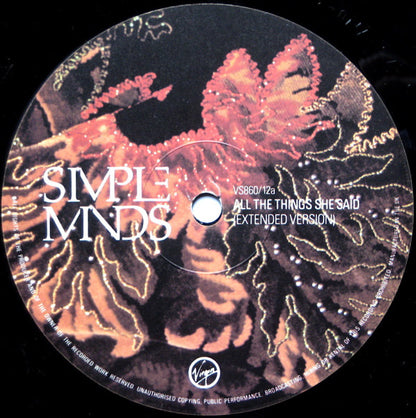 Simple Minds : All The Things She Said (Extended Version) (12", Single)