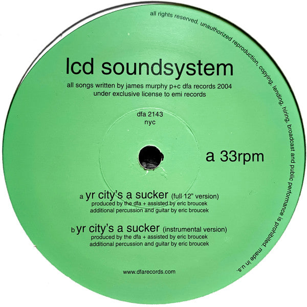 LCD Soundsystem : Yr City's A Sucker (12", Single)