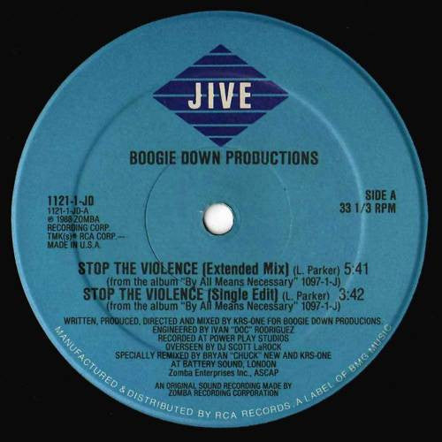 Boogie Down Productions : Stop The Violence (12", Single)