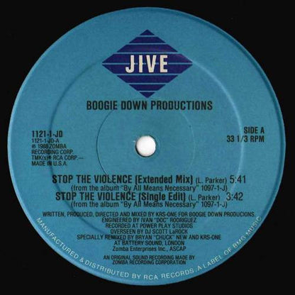 Boogie Down Productions : Stop The Violence (12", Single)