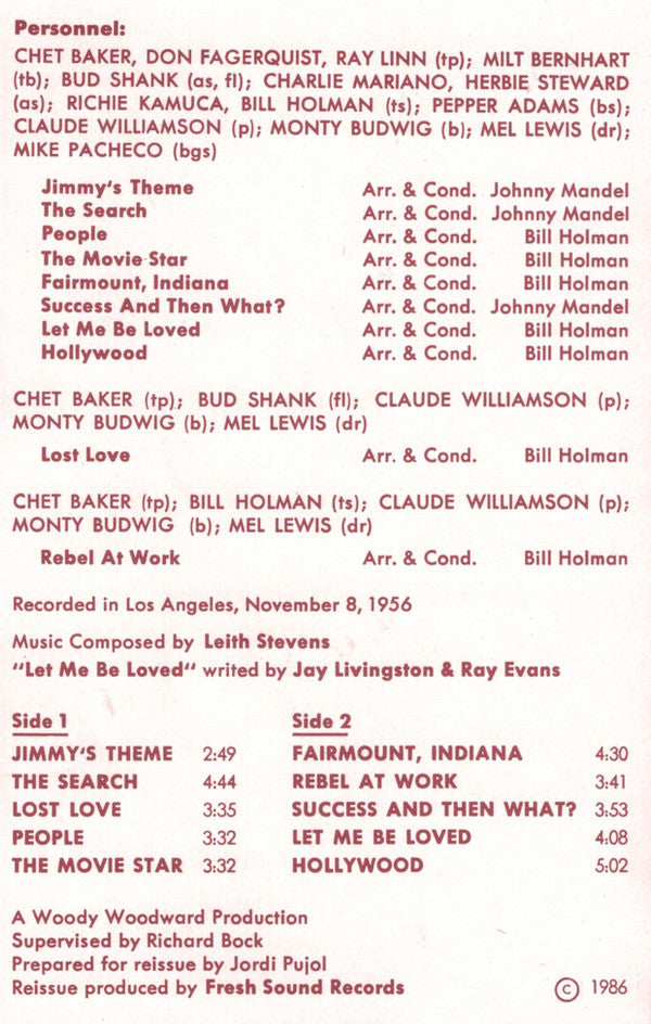 Chet Baker & Bud Shank : Theme Music From "The James Dean Story" (LP, Album, Mono, RE)
