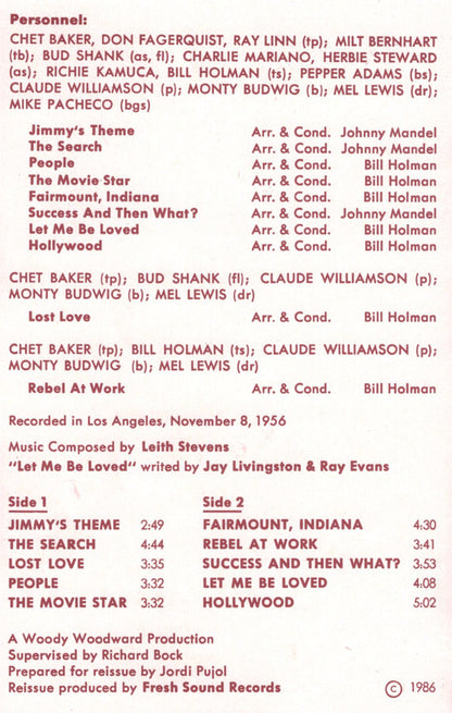 Chet Baker & Bud Shank : Theme Music From "The James Dean Story" (LP, Album, Mono, RE)