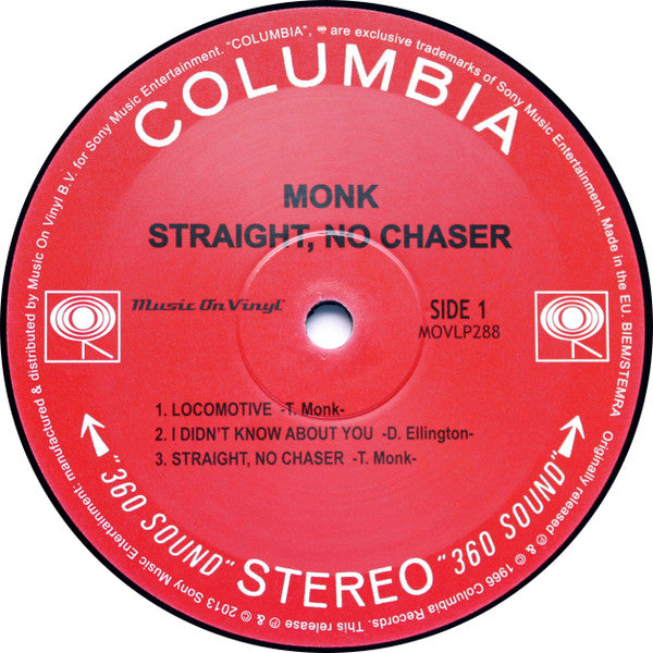 Monk* : Straight, No Chaser (LP, Album, RE, RM, 180)