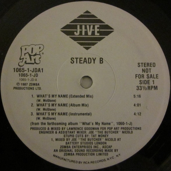 Steady B : What's My Name / Don't Disturb This Groove (12", Promo)