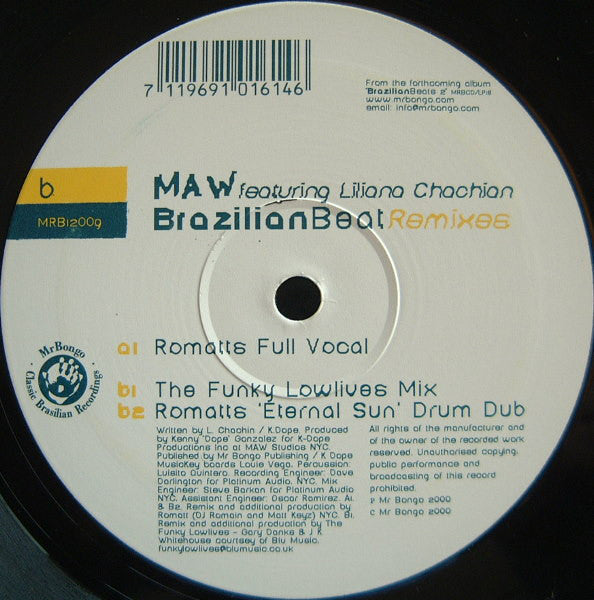 MAW* Featuring Liliana Chachian : Brazilian Beat (Remixes) (12")