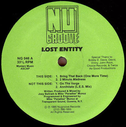 Lost Entity : Bring That Back (One More Time) (12")