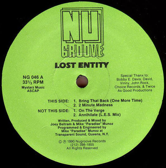 Lost Entity : Bring That Back (One More Time) (12")