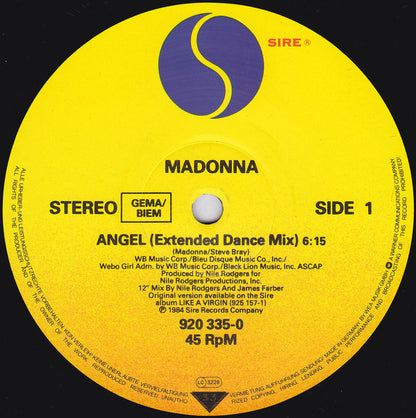 Madonna : Angel (12", Maxi)
