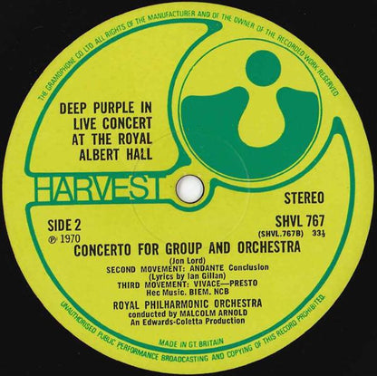 Deep Purple & The Royal Philharmonic Orchestra*, Malcolm Arnold : Concerto For Group And Orchestra (LP, Album, Gat)