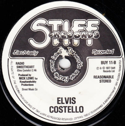 Elvis Costello : Less Than Zero (7", Single, Pic)