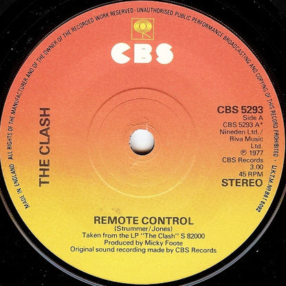 The Clash : Remote Control (7", Single, Mono)