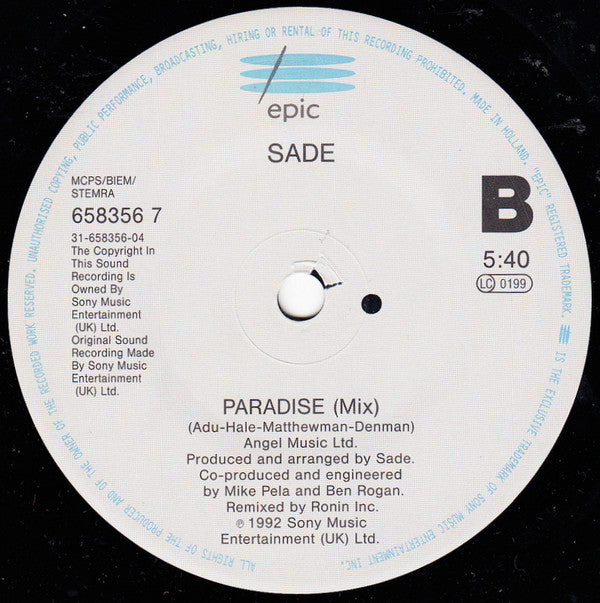Sade : No Ordinary Love (7", Single)