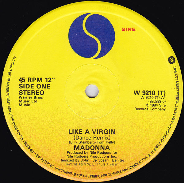 Madonna : Like A Virgin (U.S. Dance Remix) / Stay (12", Single)
