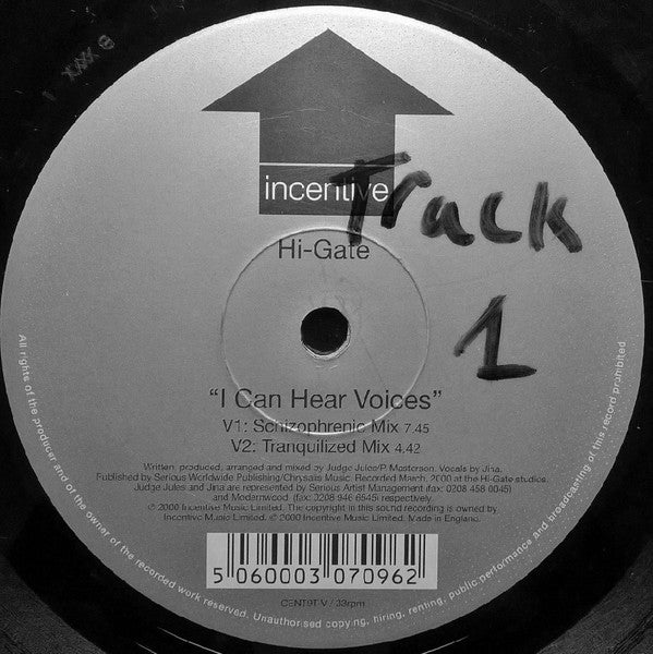 Hi-Gate : I Can Hear Voices / Caned And Unable (12")