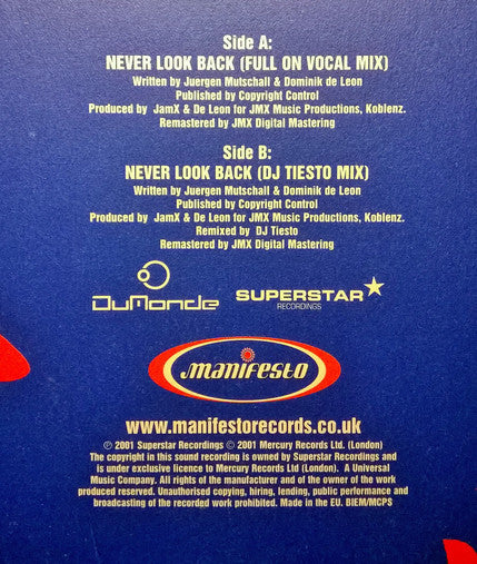 JamX + De Leon* Present DuMonde : Never Look Back (12")
