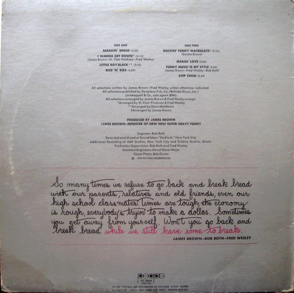 Fred & The New J.B.'s : Breakin' Bread (LP, Album, All)