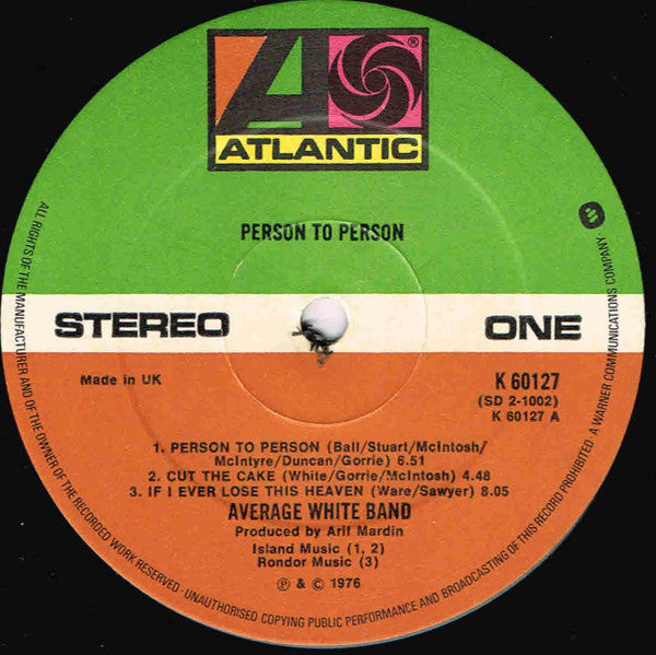 Average White Band : Person To Person (2xLP, Album)