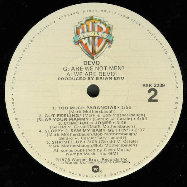 Devo : Q: Are We Not Men? A: We Are Devo! (LP, Album, Los)