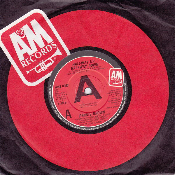 Dennis Brown : Halfway Up Halfway Down (7", Single, Promo)