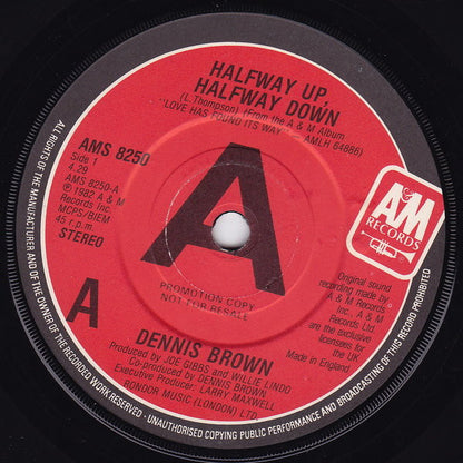 Dennis Brown : Halfway Up Halfway Down (7", Single, Promo)