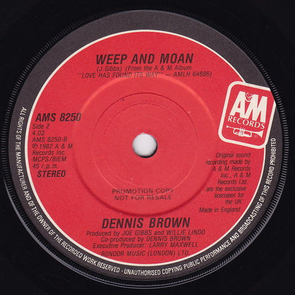 Dennis Brown : Halfway Up Halfway Down (7", Single, Promo)