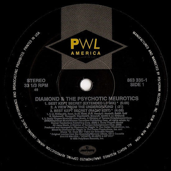 Diamond* And The Psychotic Neurotics : Best Kept Secret (12")
