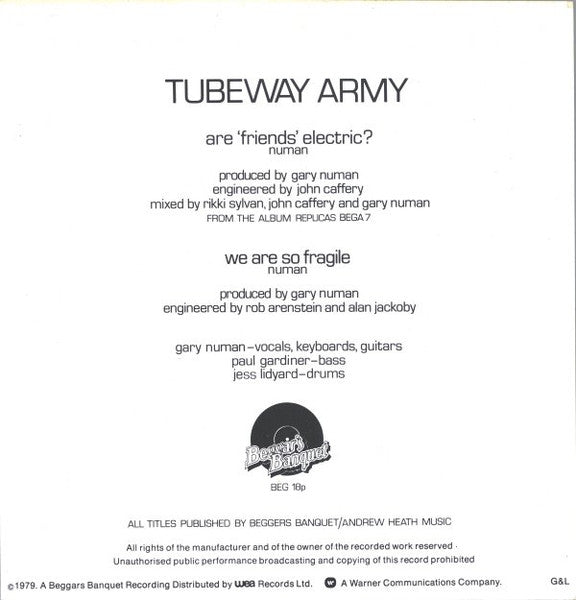 Tubeway Army : Are 'Friends' Electric? (7", Single, Ltd, Pic)