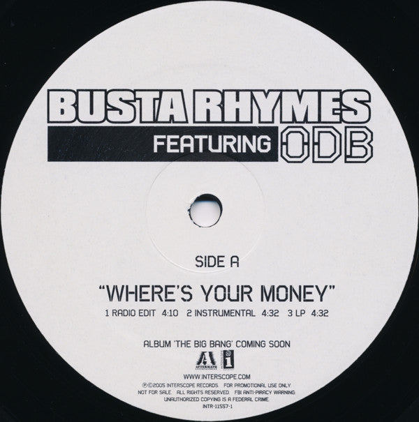 Busta Rhymes Featuring ODB* : Where's Your Money (12", Promo)