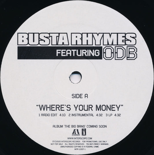 Busta Rhymes Featuring ODB* : Where's Your Money (12", Promo)