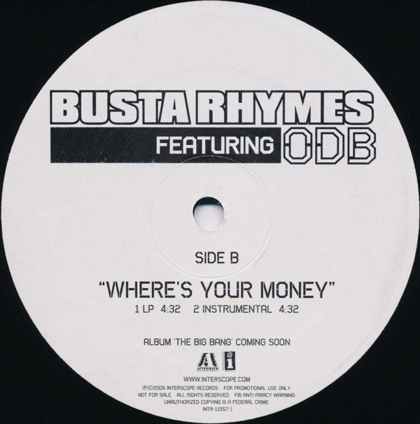 Busta Rhymes Featuring ODB* : Where's Your Money (12", Promo)