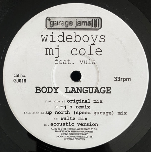The Wideboys, MJ Cole Feat. Vula : Body Language (12")