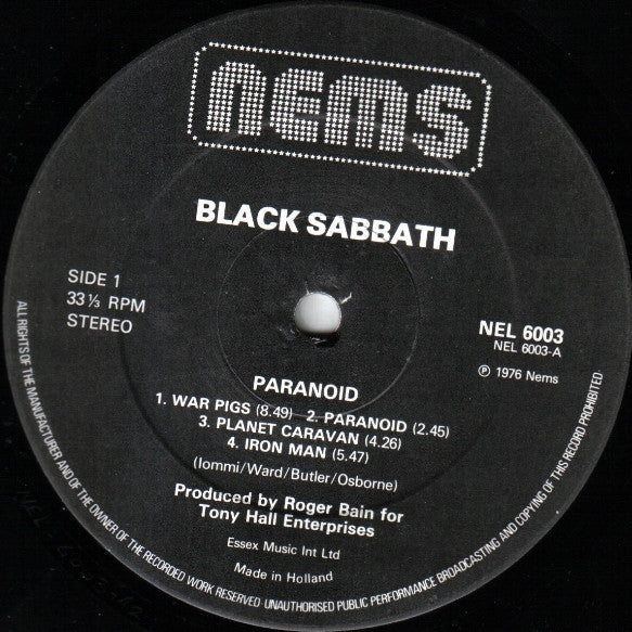 Black Sabbath : Paranoid (LP, Album, RE, Gat)