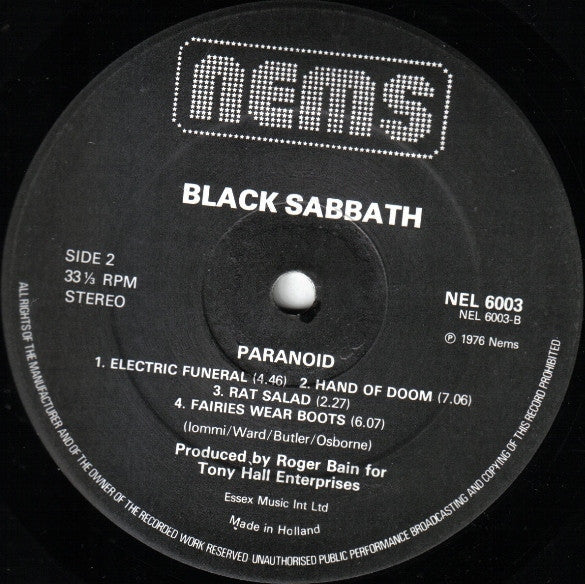 Black Sabbath : Paranoid (LP, Album, RE, Gat)