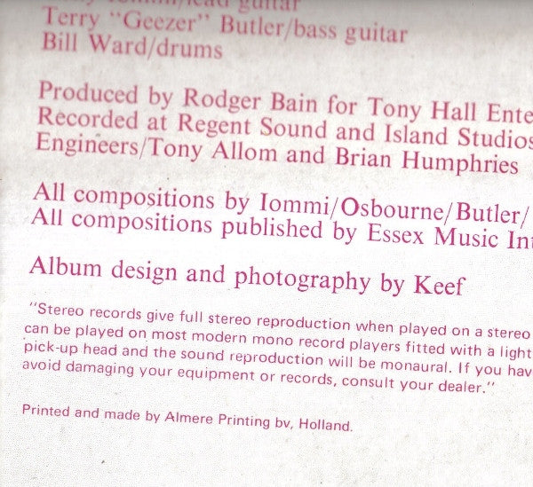 Black Sabbath : Paranoid (LP, Album, RE, Gat)