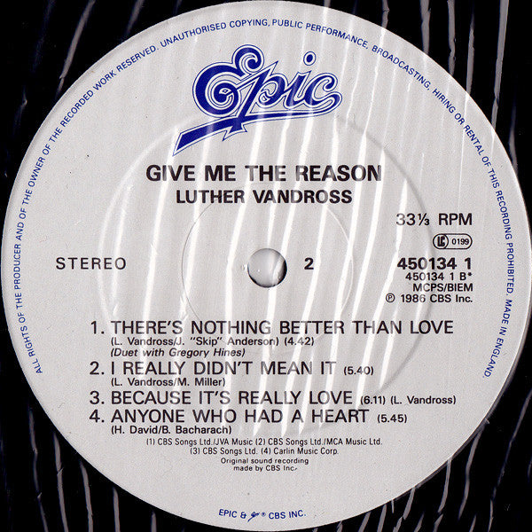 Luther Vandross : Give Me The Reason (LP, Album)