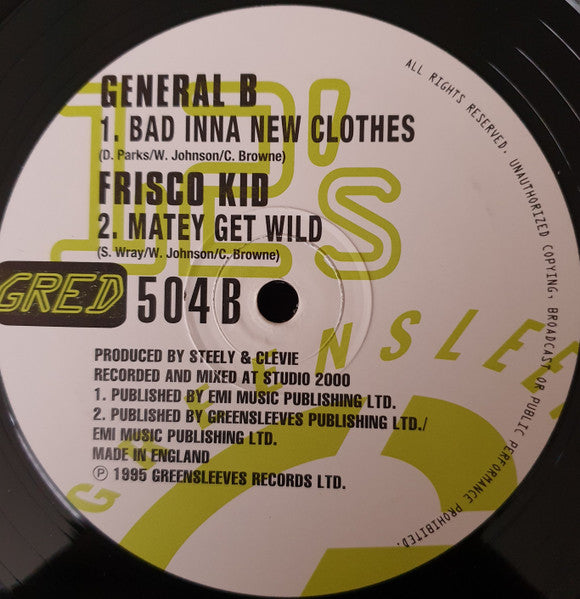 General Degree, Spragga Benz, General B, Frisco Kid : When I Hold You / She Wrong / Bad Inna New Clothes / Matey Get Wild (12")