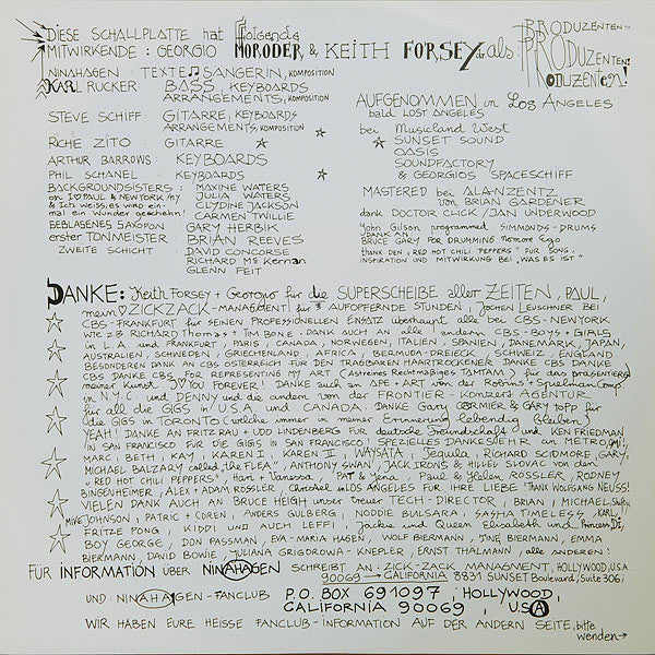 Nina Hagen : Angstlos (LP, Album, RE, Red)