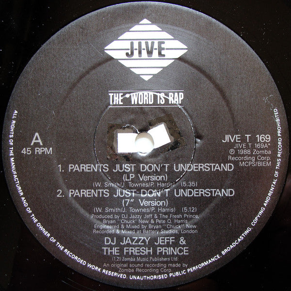 DJ Jazzy Jeff & The Fresh Prince : Parents Just Don't Understand (12", Single)
