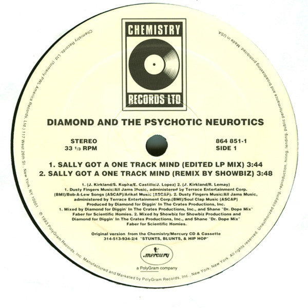 Diamond* And The Psychotic Neurotics : Sally Got A One Track Mind (12", Single)