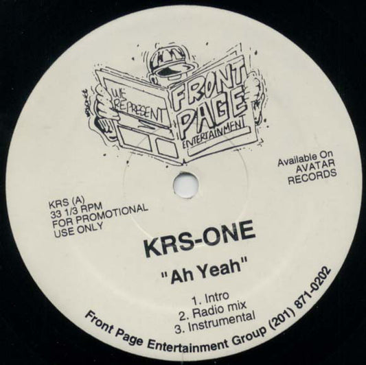 KRS-One : Ah Yeah (12", Promo)