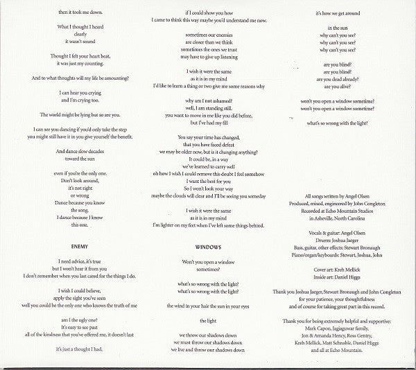 Angel Olsen : Burn Your Fire For No Witness (CD, Album)