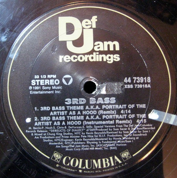 3rd Bass : 3rd Bass Theme A.K.A. Portrait Of The Artist As A Hood (12")